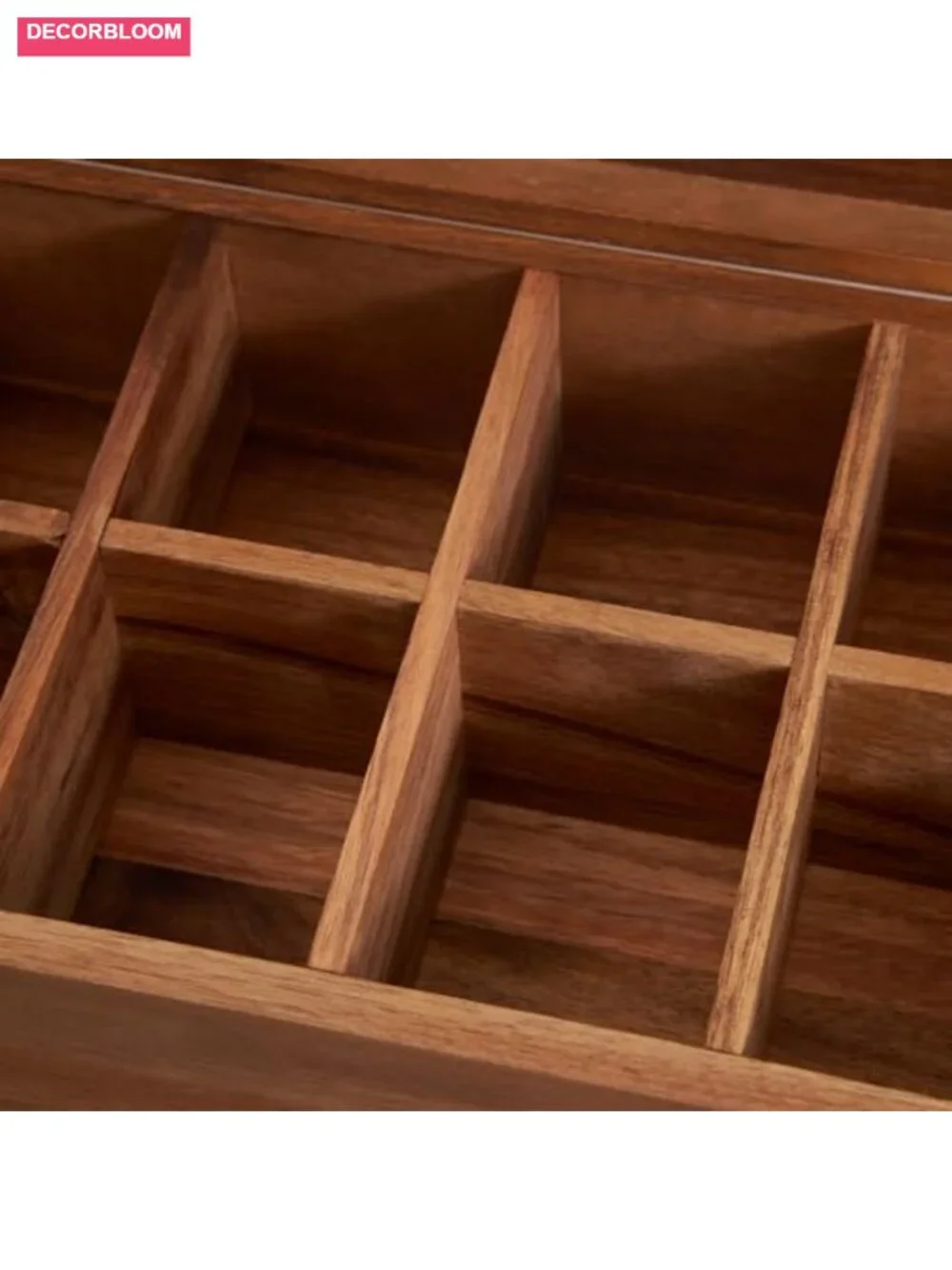 Acacia Wood Tea Bag Organizer, 8-Compartment Tea Caddy Storage Box